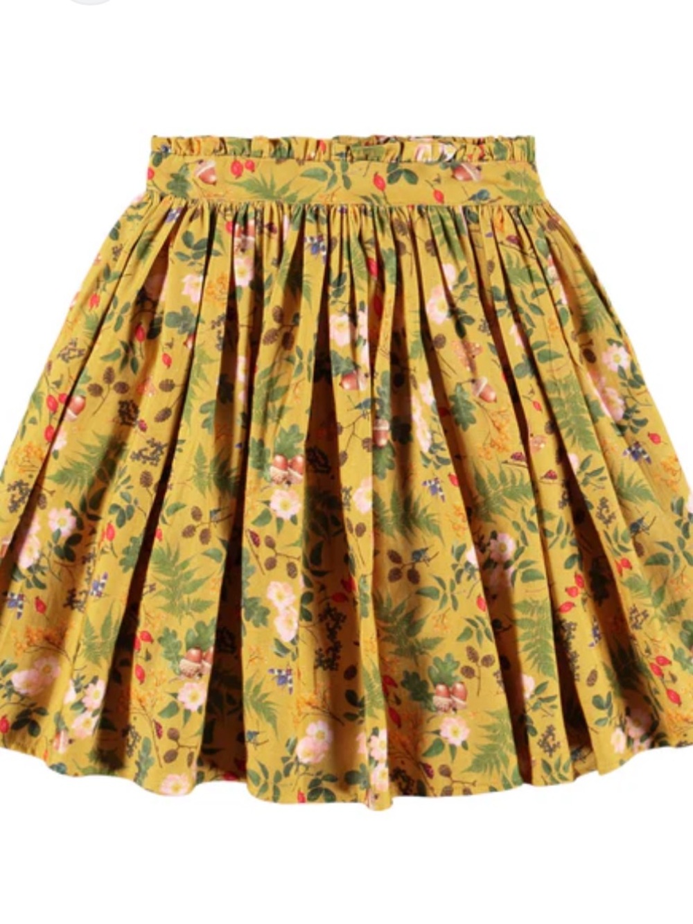 MOLO Floral Pleated Midi Skirt in Mustard Yellow